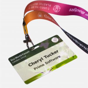 EcoBadge on lanyard