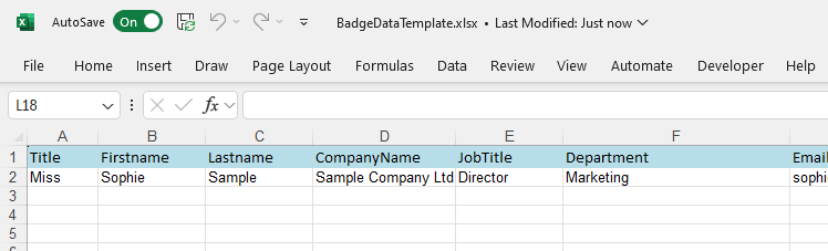 Conference Badges Data Upload Template
