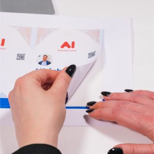 Butterfly Peel and Fold badge in use