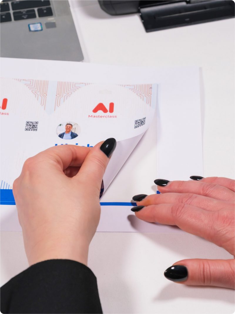 Butterfly Peel and Fold badge in use