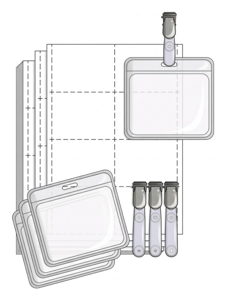 Paper badge kit with strap clips (visitor size)