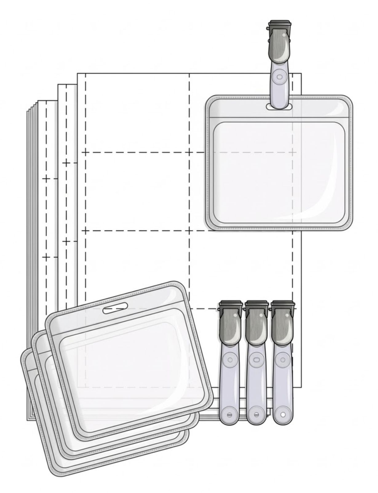 Paper badge kit with strap clips (visitor size)