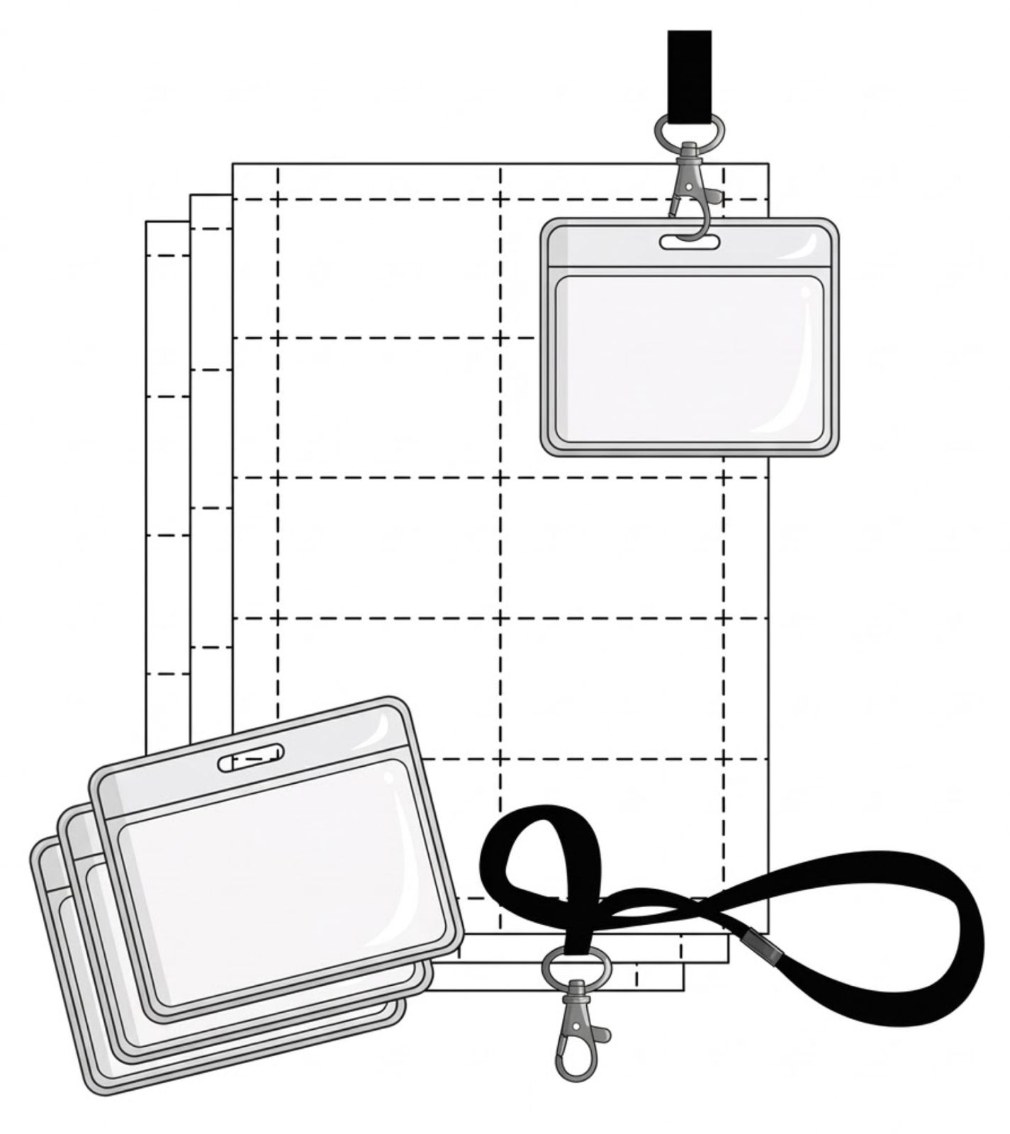 paper badge kit with lanyards
